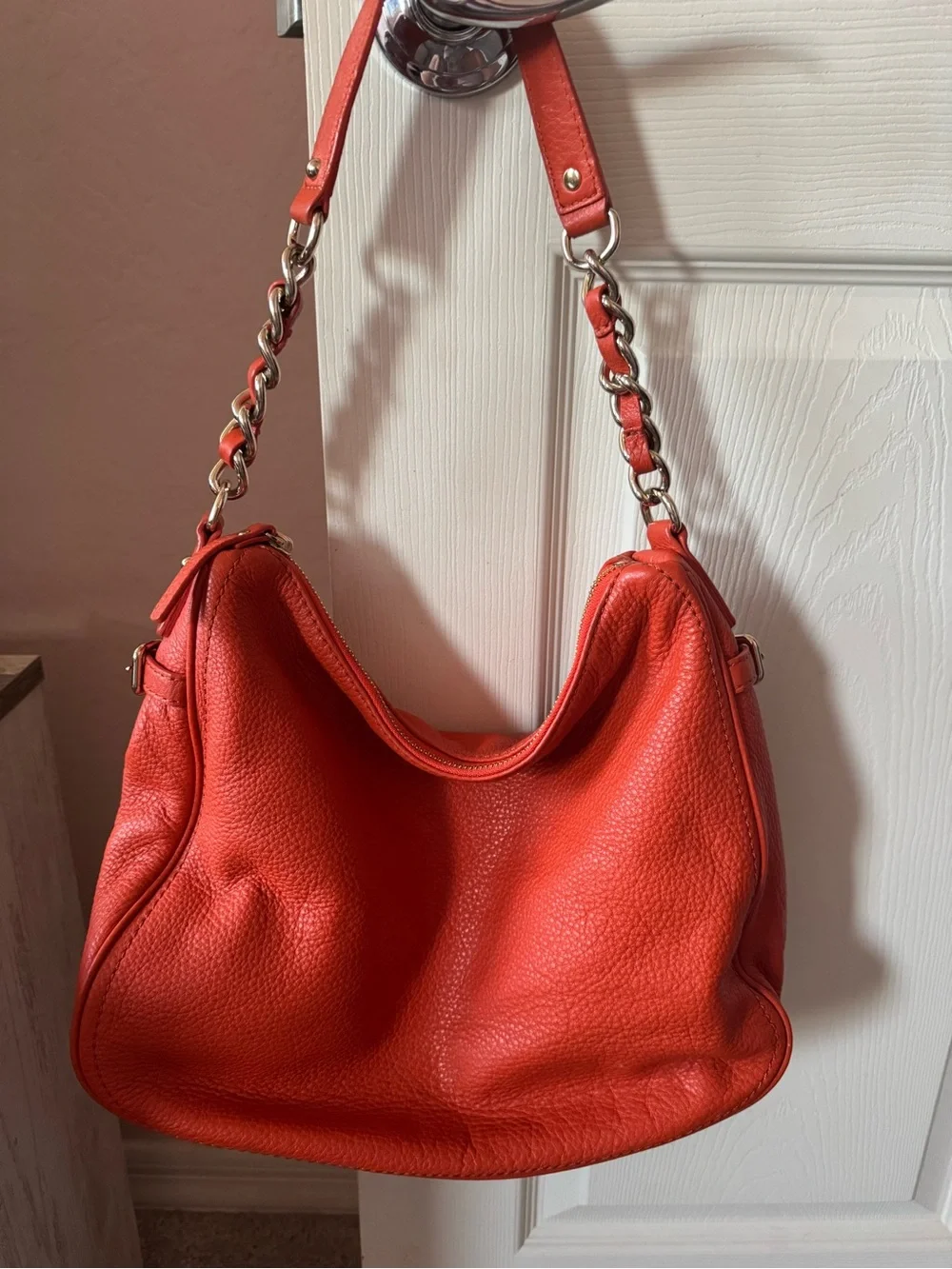 Orange  Leather Hobo Shoulder Bag - Stylish Everyday Carry Kate Spade